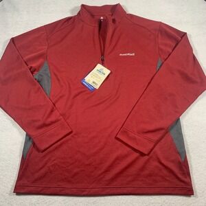 Montebell Sweater Mens Extra Large Red 1/4 Zip Mock Pullover Lightweight